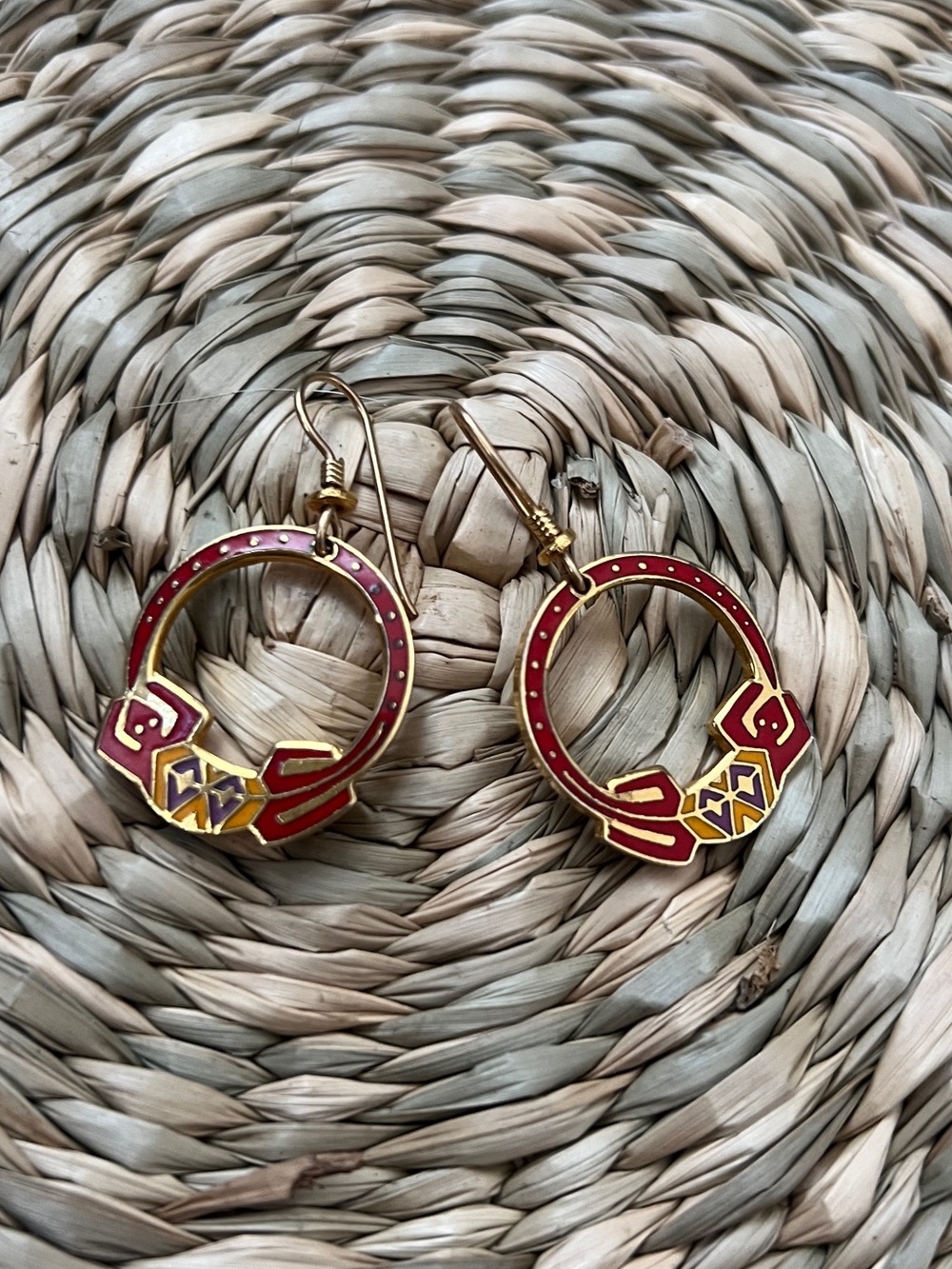 Laurel Burch LIZARD Cloisonne Earrings